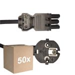 Voordeelpak 50x Noxion GST - Compatibel Voedingskabel Zwart - Vrouwlijk + Schuko Europlug - 2m - 3 pole 0.75mm2