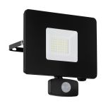 Eglo Wandlamp Faedo 3 Aluminium Zwart 31W 3400lm - 850 Koel Wit | IP44 - Bewegingssensor