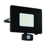 Eglo Wandlamp Faedo 3 Aluminium Zwart 53W 5800lm - 850 Koel Wit | IP44 - Bewegingssensor