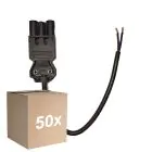 Voordeelpak 50x Noxion GST - Compatibel Voedingskabel Zwart - Mannelijk + Open uiteinden - 0,3m - 2 pole 0,75mm2